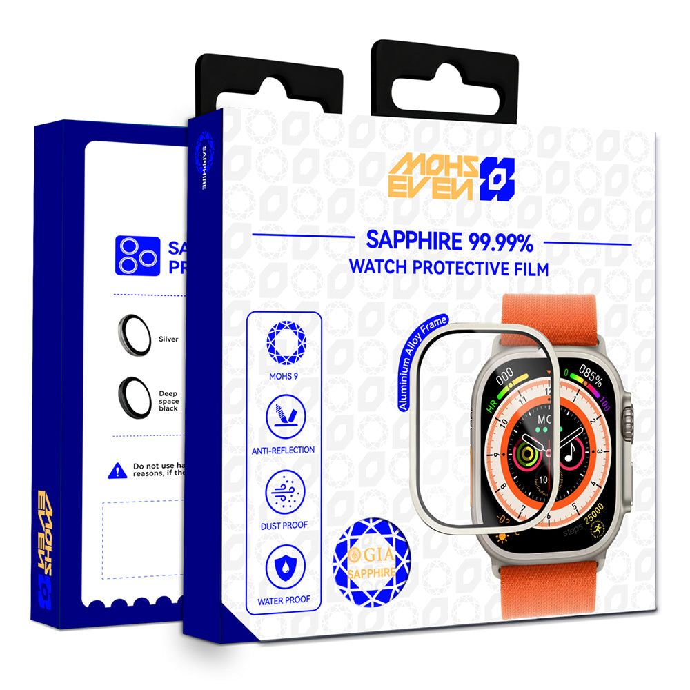 Apple Watch Ultra 49mm Mohseven iWatch Serisi Safir Akıllı Saat Temperli Cam Ekran Koruyucu Siyah