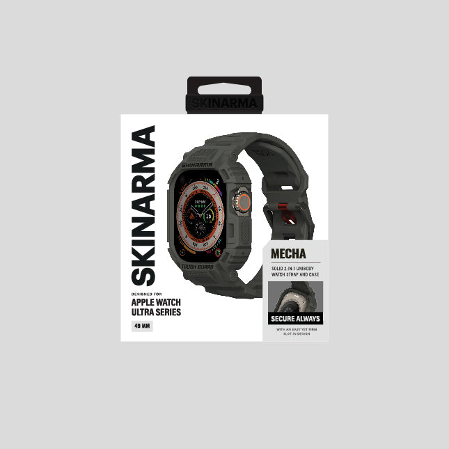 Watch Ultra 49mm Skinarma Mecha 2in1 TPU Kasa Koruyucu + Silikon Kordon Yeşil