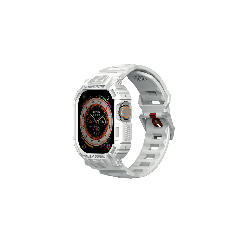 Watch Ultra 49mm Skinarma Mecha 2in1 TPU Kasa Koruyucu + Silikon Kordon Açık Gri