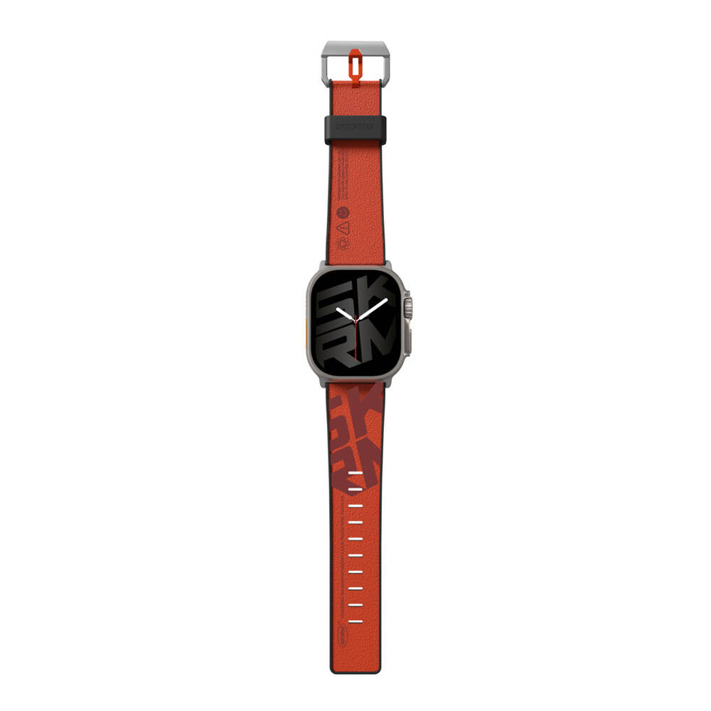 Watch Ultra 49mm SkinArma Spunk Serisi PU Deri Kordon Turuncu