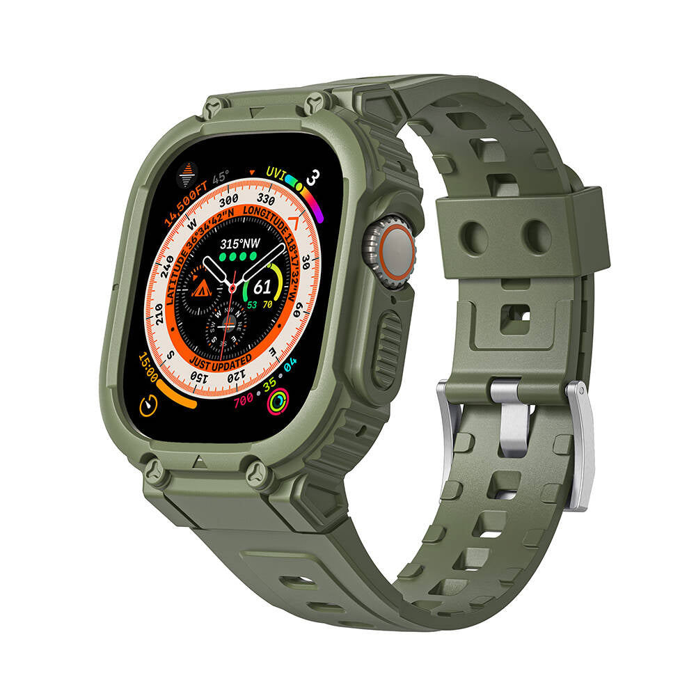 Watch Ultra 49mm Wiwu Wi-WB014 Armor Serisi 2in1 Sert PC Kasa Koruyuculu Silikon Kordon Yeşil