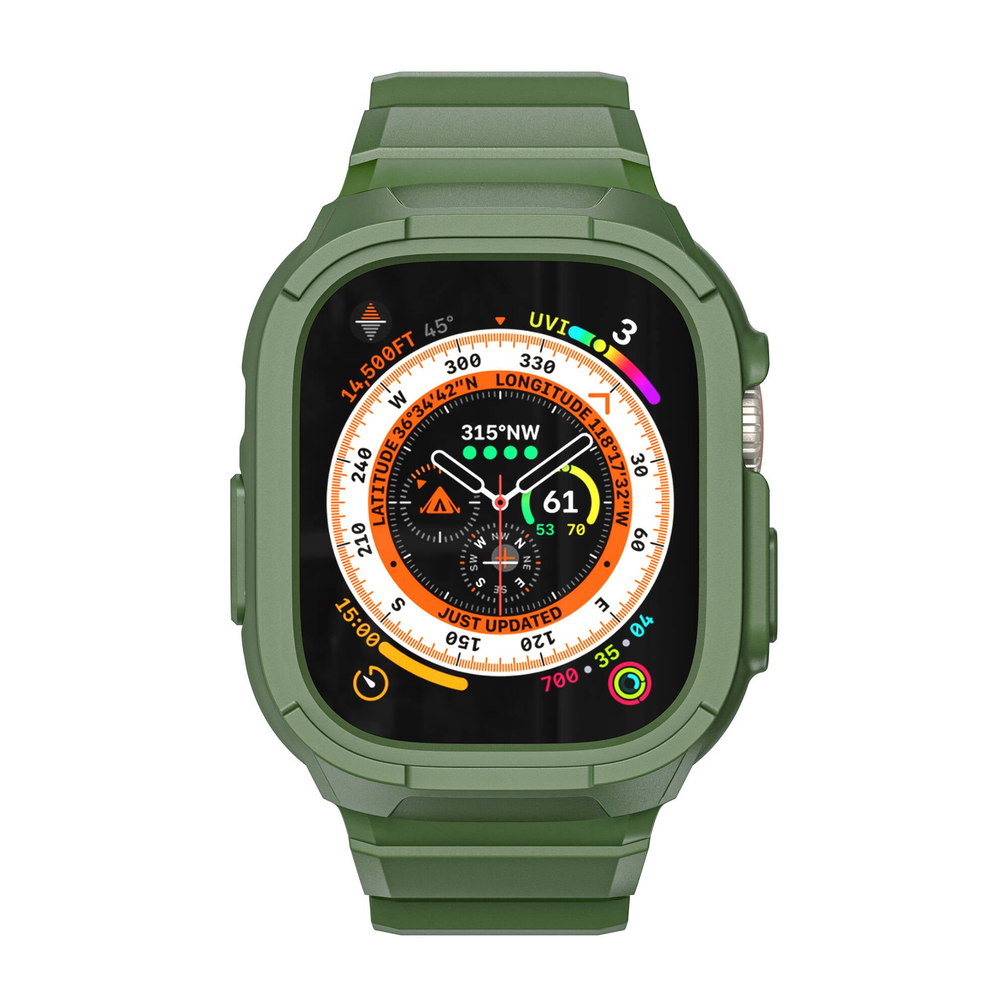 Watch Ultra 49mm Wiwu Wi-WB014 Armor Serisi 2in1 Sert PC Kasa Koruyuculu Silikon Kordon Siyah