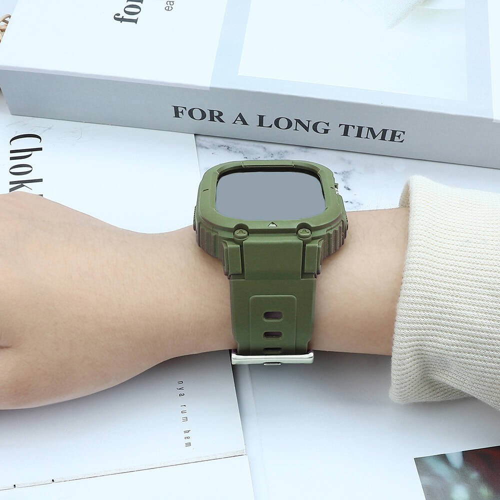 Watch Ultra 49mm Wiwu Wi-WB014 Armor Serisi 2in1 Sert PC Kasa Koruyuculu Silikon Kordon Siyah
