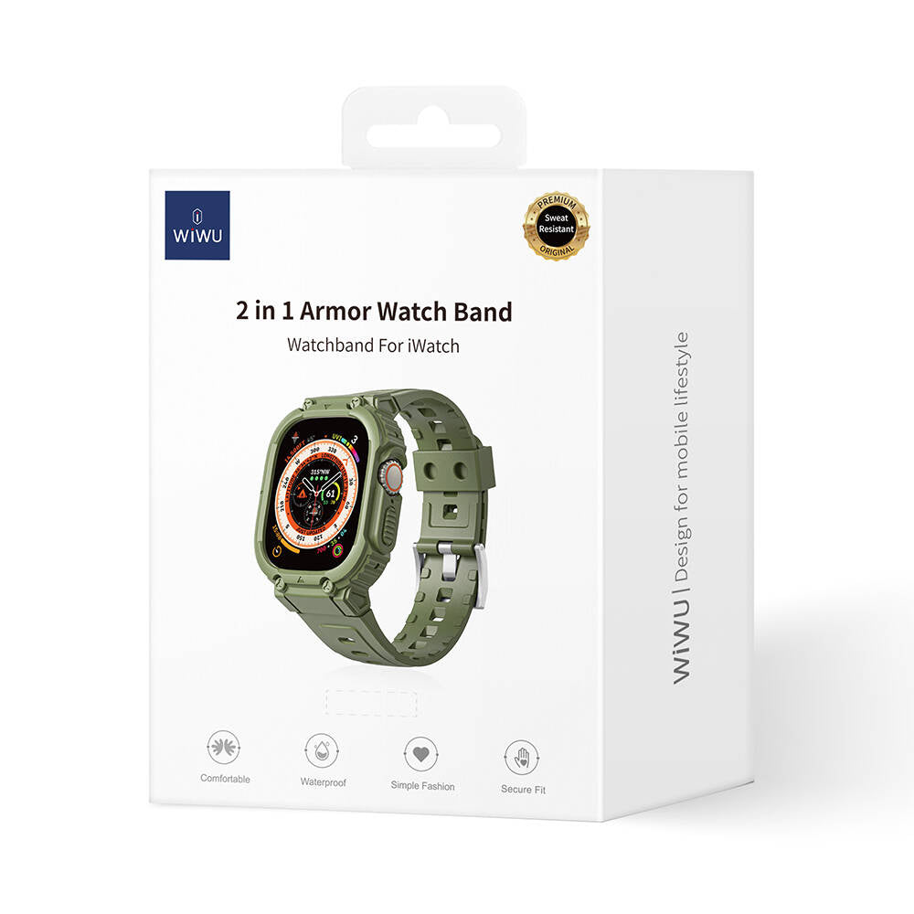 Watch Ultra 49mm Wiwu Wi-WB014 Armor Serisi 2in1 Sert PC Kasa Koruyuculu Silikon Kordon Siyah