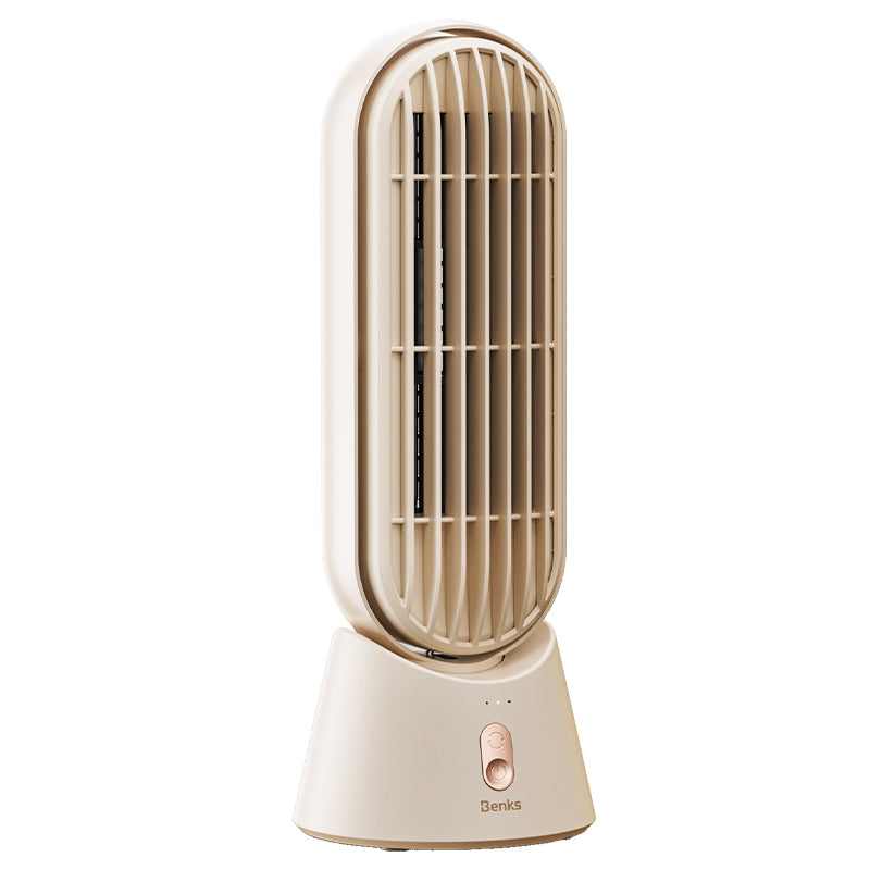 Benks Ace Tower F25 Taşınabilir Şarjlı LED Işık Göstergeli Masaüstü Soğutucu Fan Krem