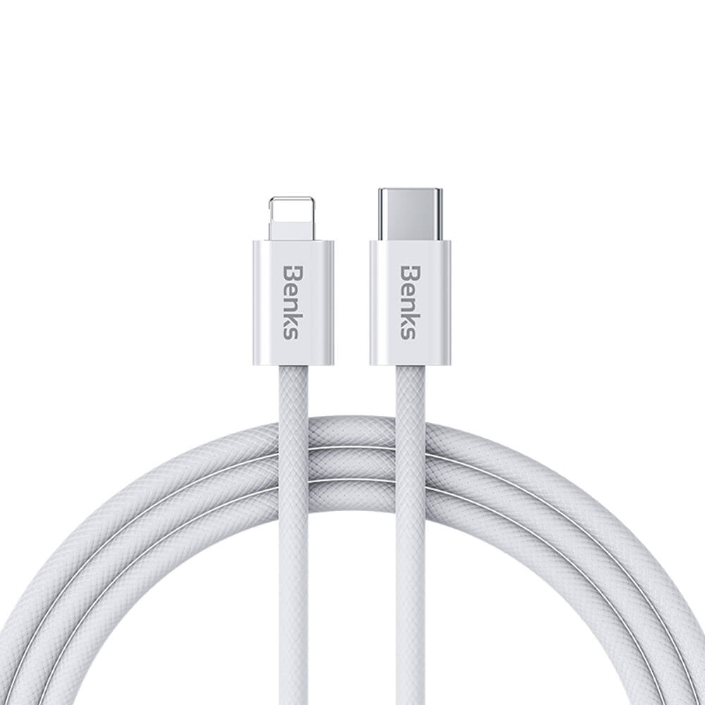 Benks D46 Type-C to Lightning PD 3.0 Örgülü Şarj ve Data Kablosu 60W 1 Metre Beyaz