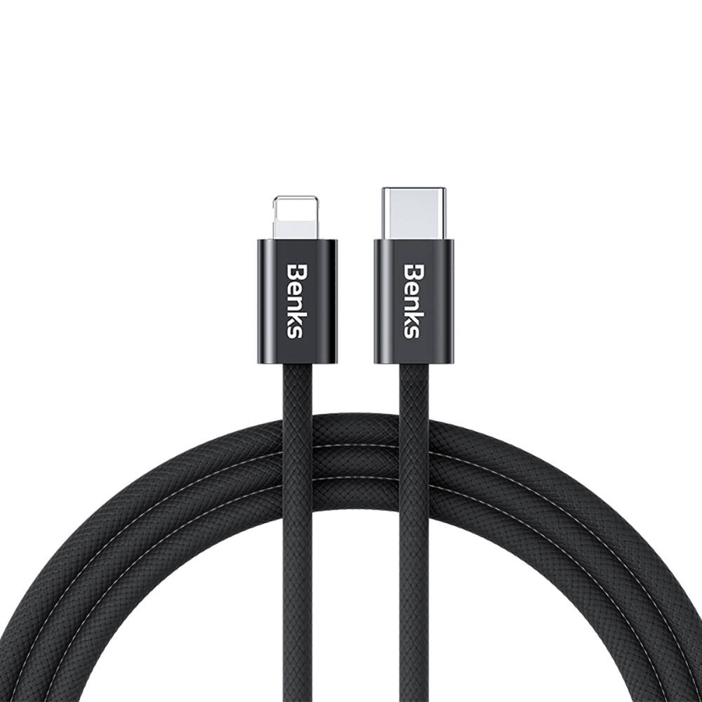 Benks D46 Type-C to Lightning PD 3.0 Örgülü Şarj ve Data Kablosu 60W 1 Metre Siyah