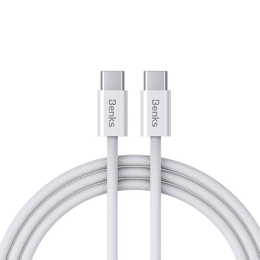 Benks D46 Type-C to Type-C PD 3.0 Örgülü Şarj ve Data Kablosu 60W 1 Metre Beyaz