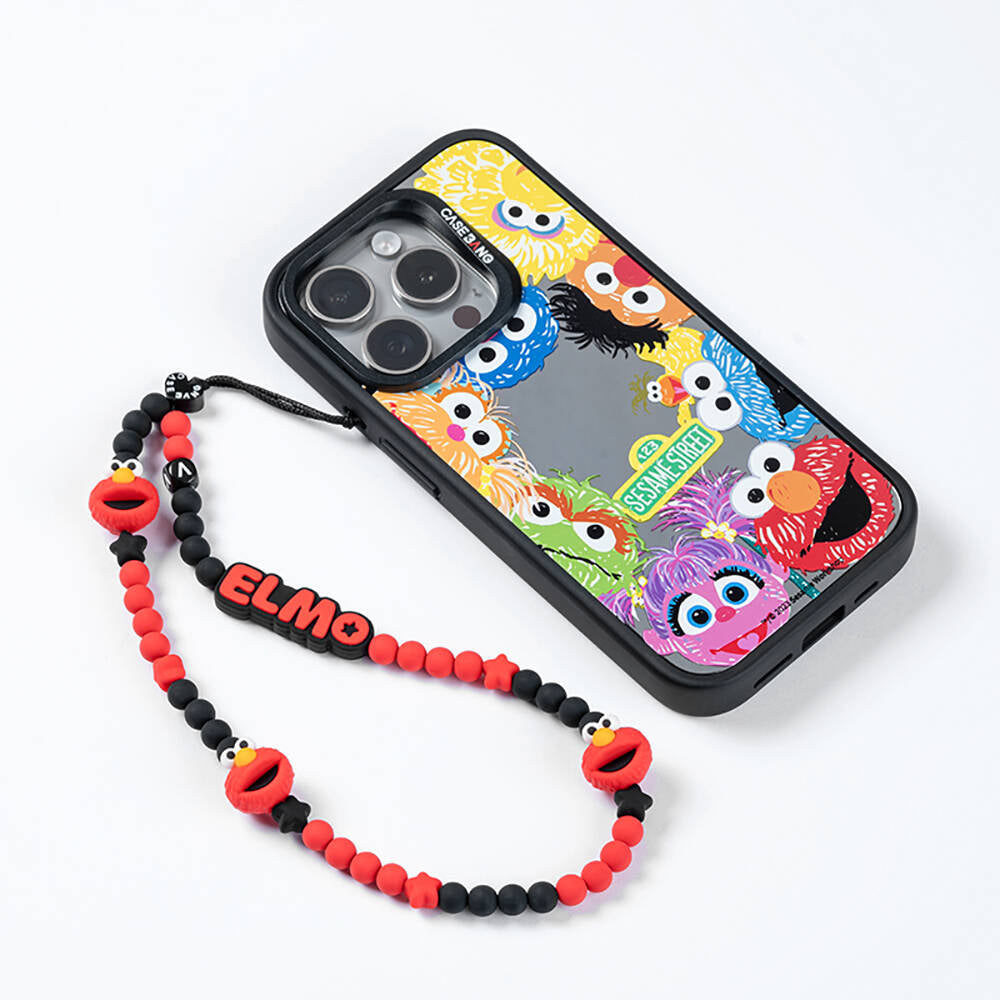 Casebang Cookie ve Elmo Sesame Street Telefon Bilek Askı İpi Mavi-Sarı