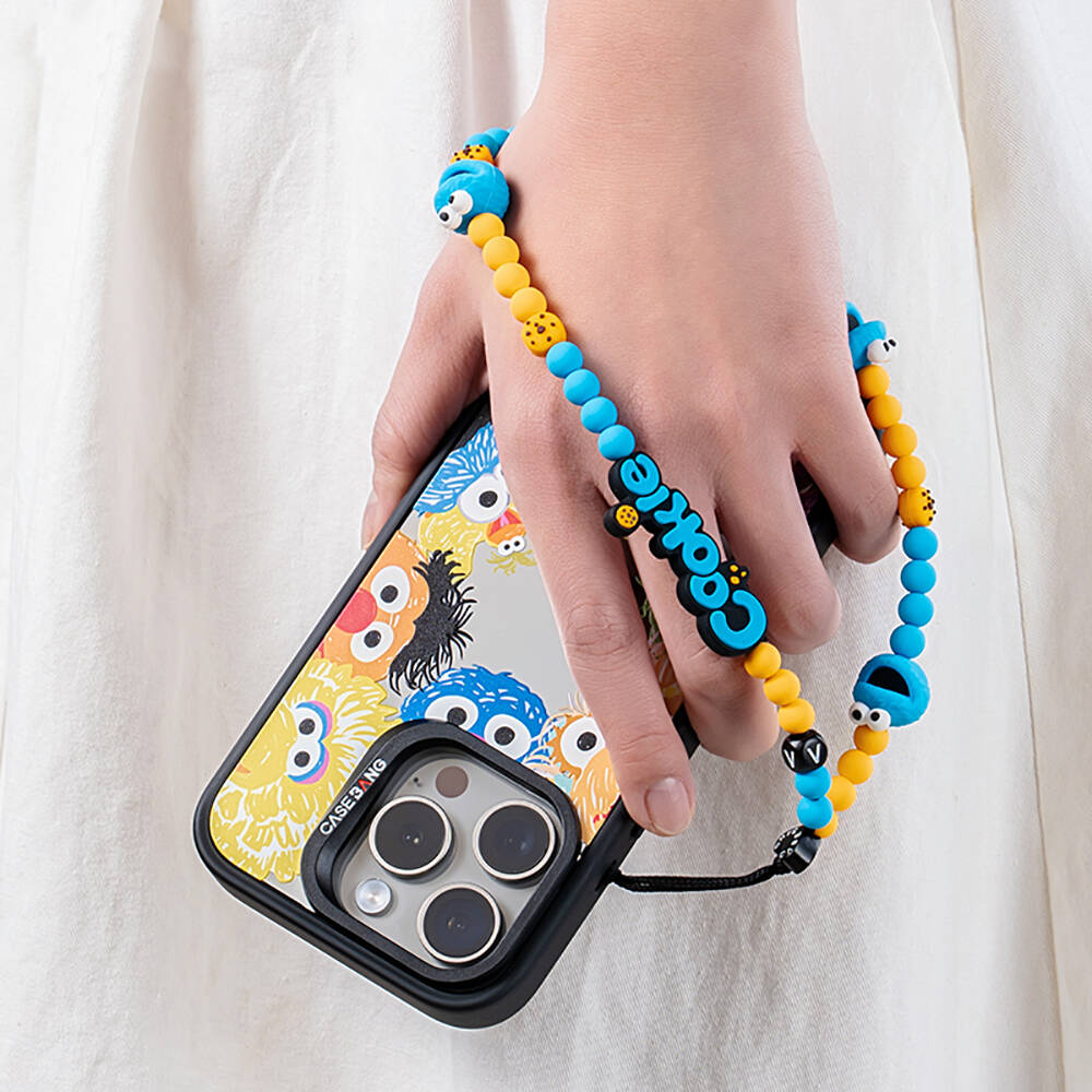 Casebang Cookie ve Elmo Sesame Street Telefon Bilek Askı İpi Siyah-Kırmızı