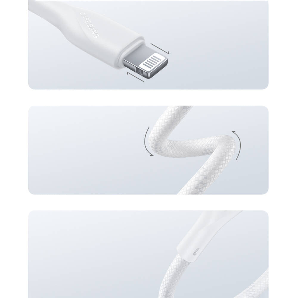 Casebang Type-C To Lightning Hızlı Şarj Özellikli Örgülü 27W PD Kablo 2m Beyaz
