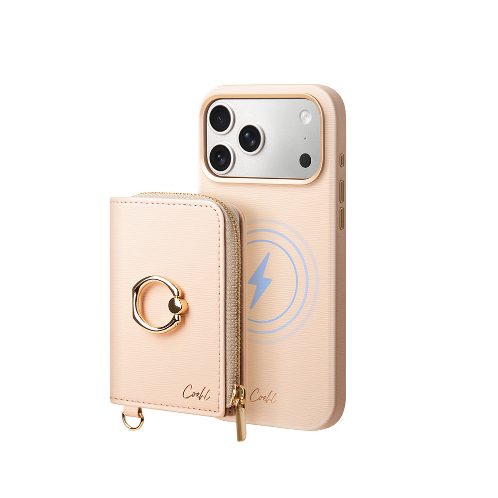 Coehl Mirelle Serisi Fermuar Bölmeli Ring Standlı Magnetik Kartlık Pembe