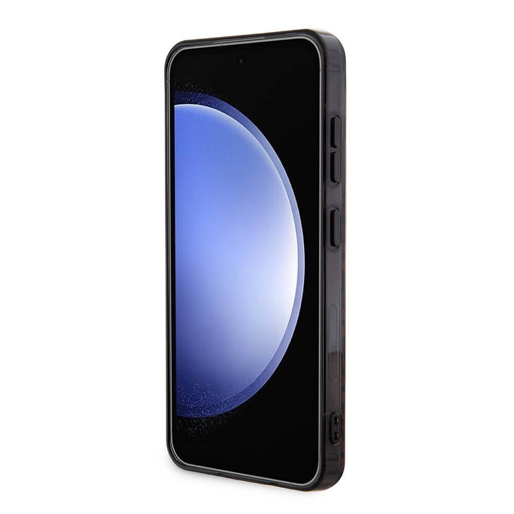 Galaxy S24 Kılıf AMG Orjinal Lisanslı Çift Katmanlı Büyük Logolu Dörtgen Şerit Desenli Kılıf Siyah