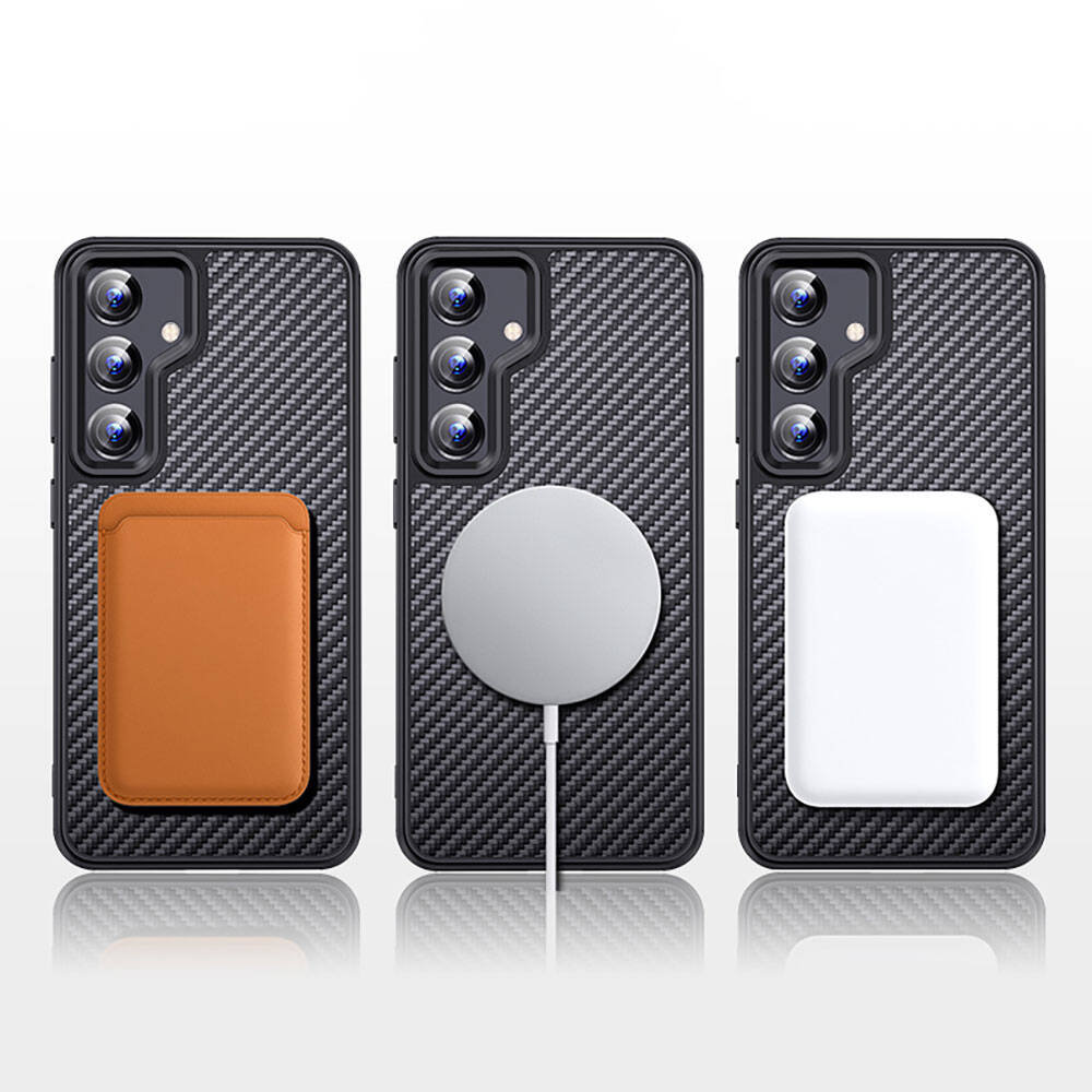 Galaxy S24 Kılıf Aramid Karbon Fiber Magsafe Özellikli Wlons Radison Kılıf Siyah