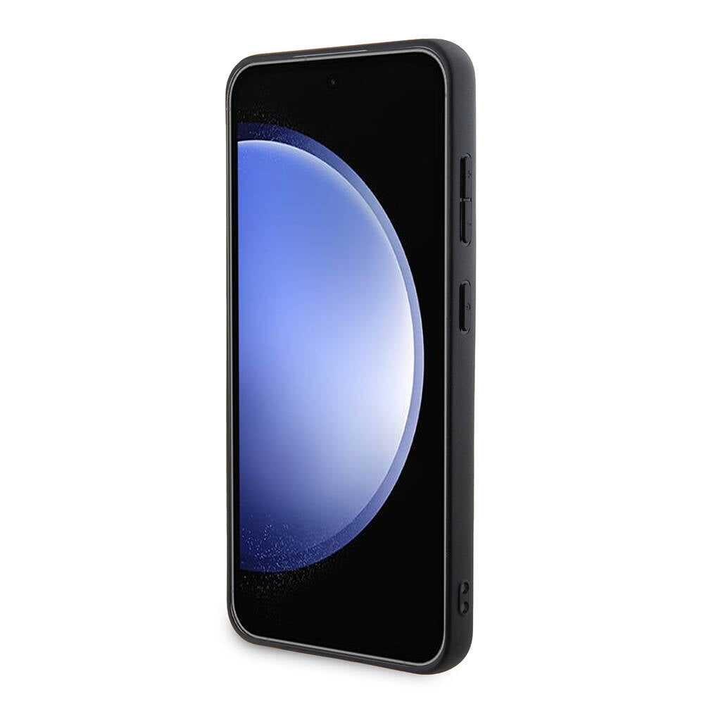 Galaxy S24 Kılıf BMW Orjinal Lisanslı M Logolu Üç Renk Çizgili Delikli Detail Line Kılıf Siyah