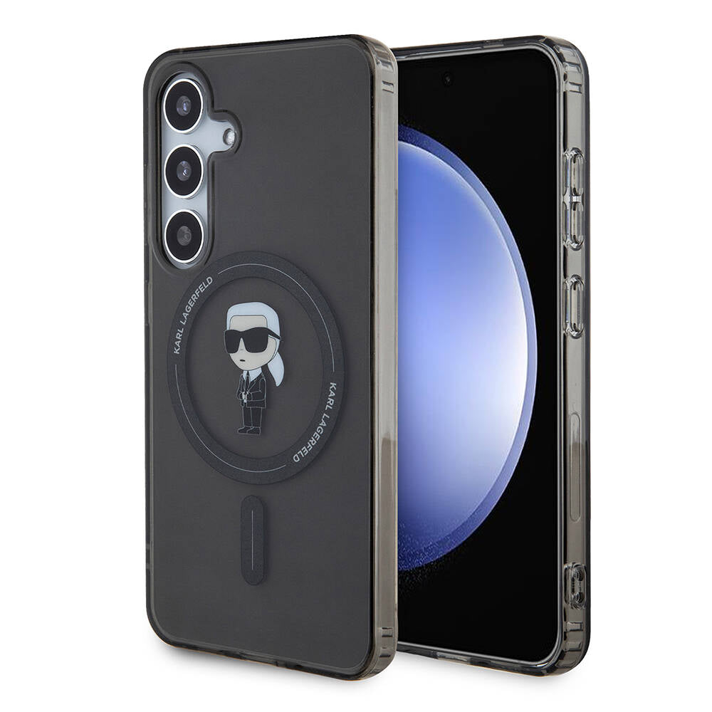 Galaxy S24 Kılıf Karl Lagerfeld Orjinal Lisanslı Magsafe Şarj Özellikli Karl Head IML Baskılı Kılıf Siyah