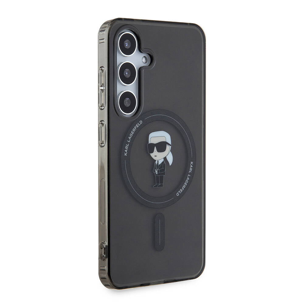 Galaxy S24 Kılıf Karl Lagerfeld Orjinal Lisanslı Magsafe Şarj Özellikli Karl Head IML Baskılı Kılıf Siyah
