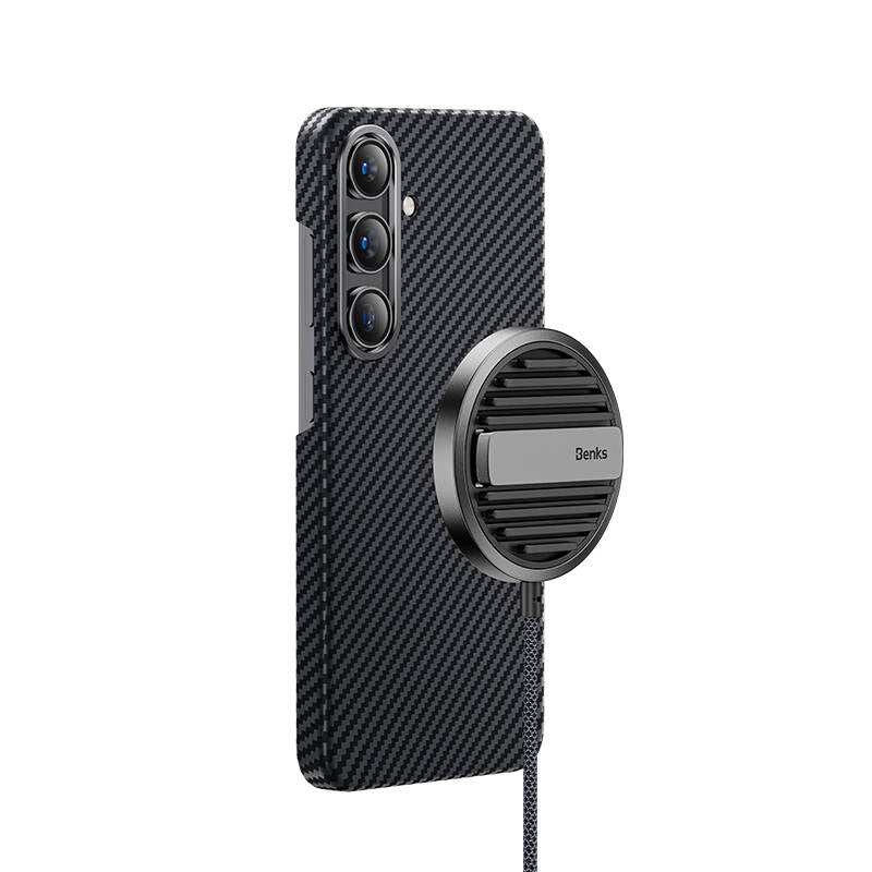 Galaxy S24 Plus Kılıf Magsafe Özellikli Karbon Fiber Benks Essential ArmorAir 600D Kevlar Kılıf Siyah