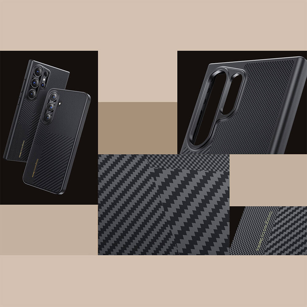 Galaxy S24 Plus Kılıf Magsafe Şarj Özellikli Karbon Fiber Benks Montage Hybrid ArmorPro Kevlar Kılıf Siyah