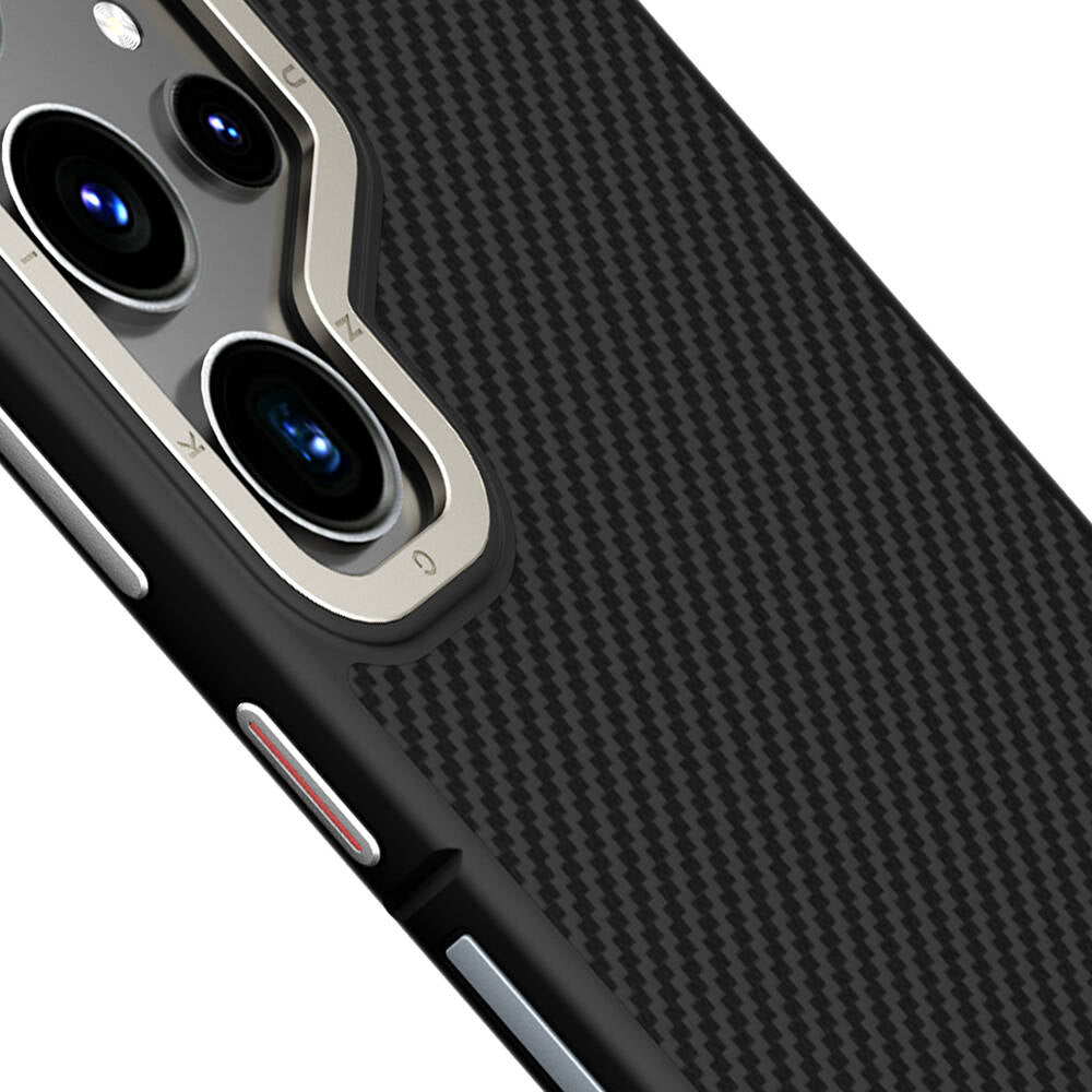 Galaxy S24 Ultra Kılıf Magsafe Şarj Özellikli Aramid Fiber Tasarımlı Youngkit 600D Kevlar Serisi Kılıf Siyah