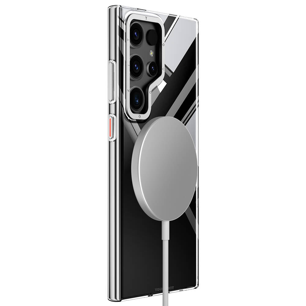 Galaxy S24 Ultra Kılıf Magsafe Şarj Özellikli Sararmaya Karşı Dayanıklı Youngkit Clear Crystal Serisi Kılıf Mavi