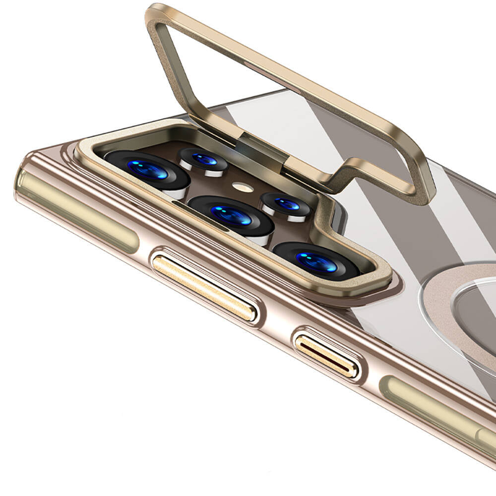 Galaxy S24 Ultra Kılıf Magsafe Şarj Özellikli Wlons Standlı Efsane Kılıf Mor