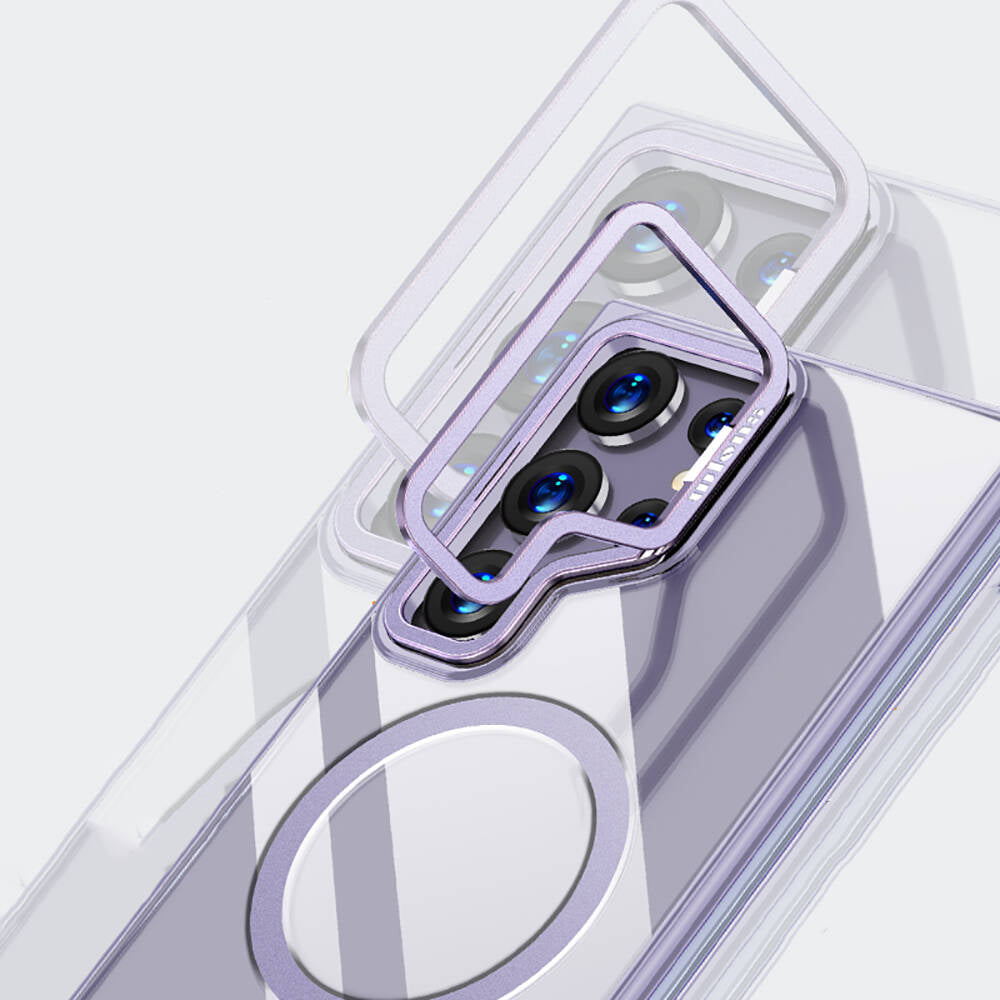 Galaxy S24 Ultra Kılıf Magsafe Şarj Özellikli Wlons Standlı Efsane Kılıf Mor