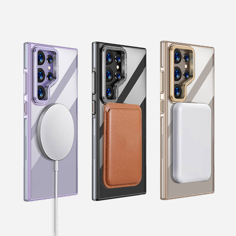 Galaxy S24 Ultra Kılıf Magsafe Şarj Özellikli Wlons Standlı Efsane Kılıf Mor