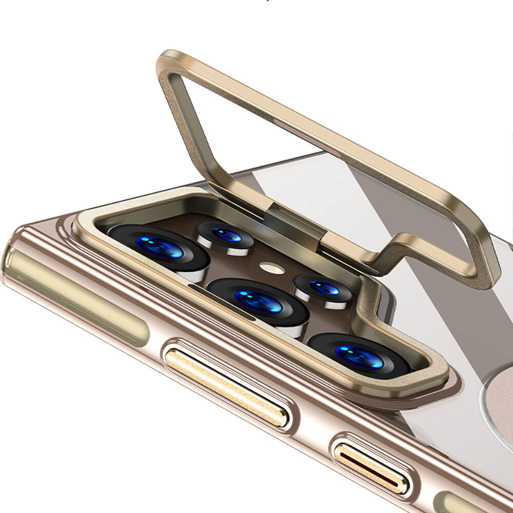 Galaxy S24 Ultra Kılıf Magsafe Şarj Özellikli Wlons Standlı Efsane Kılıf Mor
