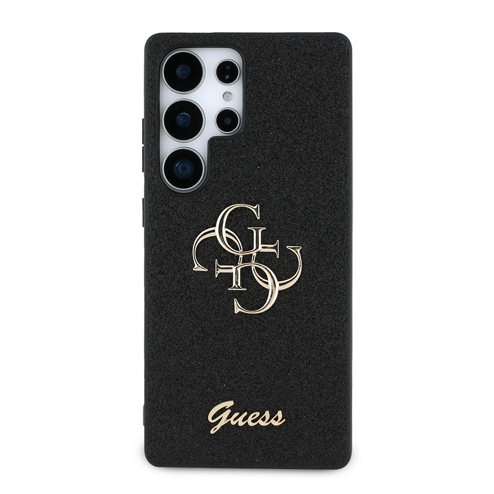 Galaxy S25 Ultra Kılıf Guess Orjinal Lisanslı 4G Büyük Metal Logolu Glitter Kapak Siyah