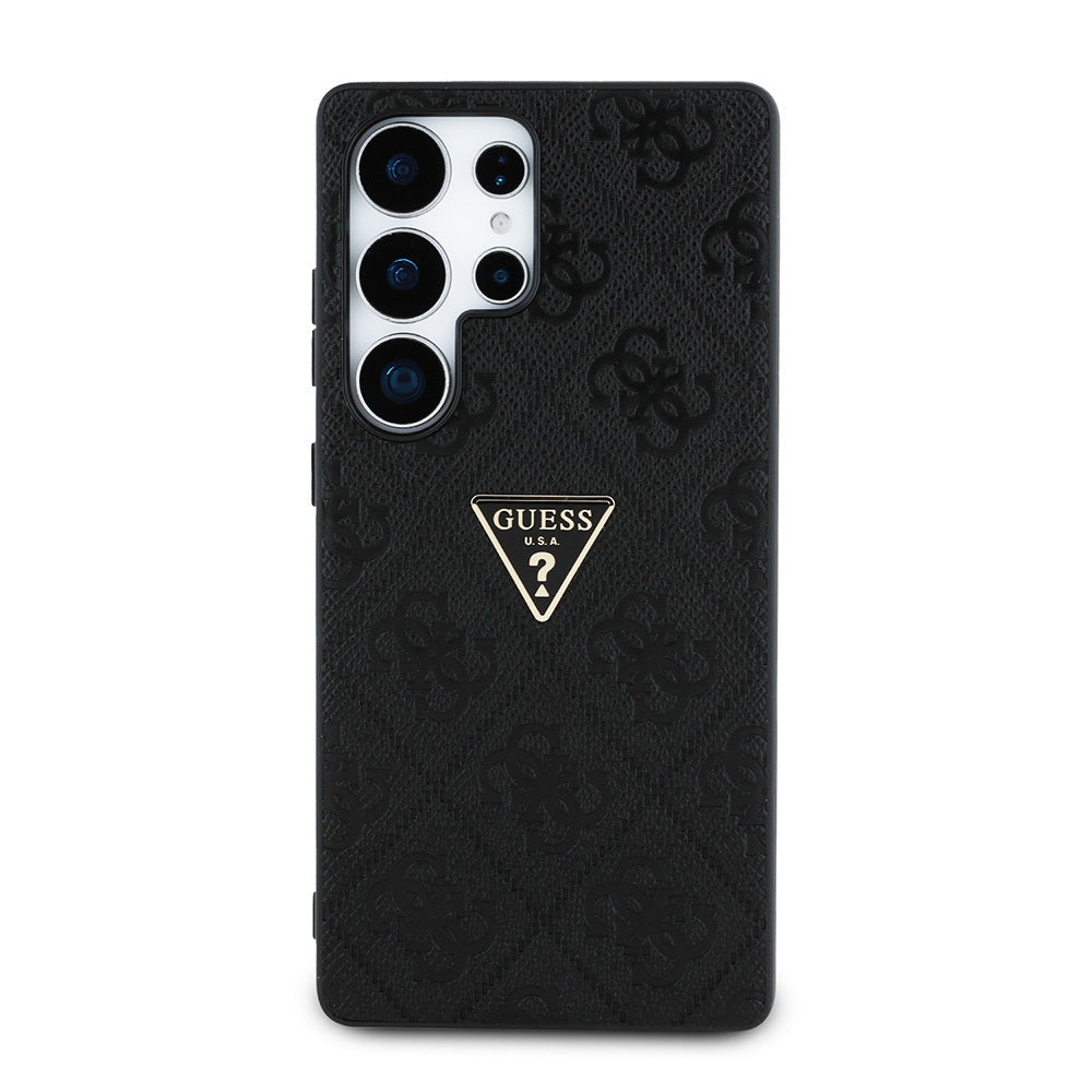 Galaxy S25 Ultra Kılıf Guess Orjinal Lisanslı 4G Desenli Sıcak Damgalı Üçgen Logolu Kapak Pembe