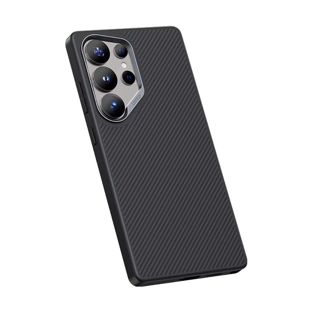 Galaxy S25 Ultra Kılıf Karbon Fiber Magsafe Şarj Özellikli Benks Hybrid ArmorPro 600D Kevlar Kılıf Siyah