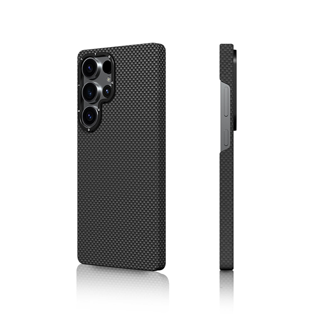 Galaxy S25 Ultra Kılıf Magsafe Şarj Özellikli Aramid Fiber Youngkit 1500D Kevlar Extreme Wing Serisi Kapak Siyah