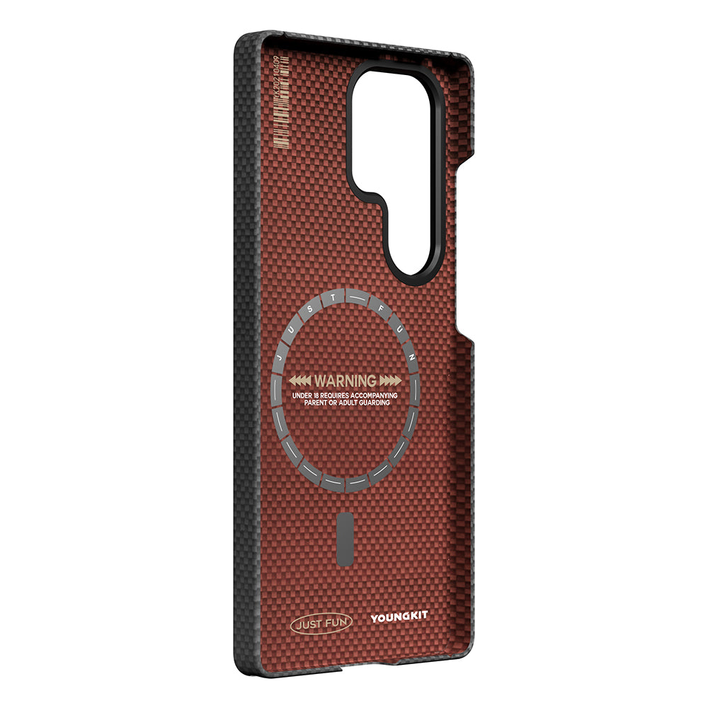 Galaxy S25 Ultra Kılıf Magsafe Şarj Özellikli Aramid Fiber Youngkit 1500D Kevlar Extreme Wing Serisi Kapak Siyah