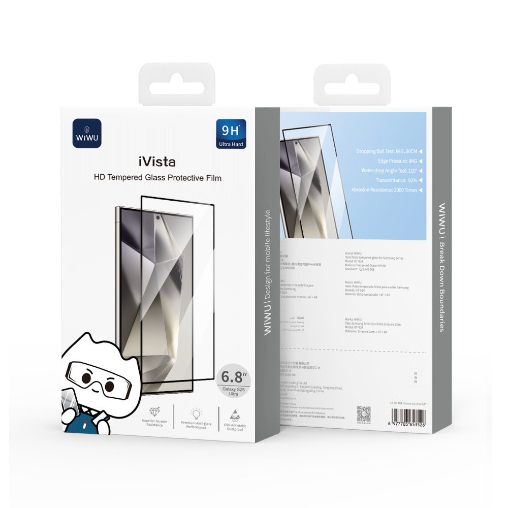 Galaxy S25 Ultra Wiwu iVista Super Hardness Ekran Koruyucu Siyah