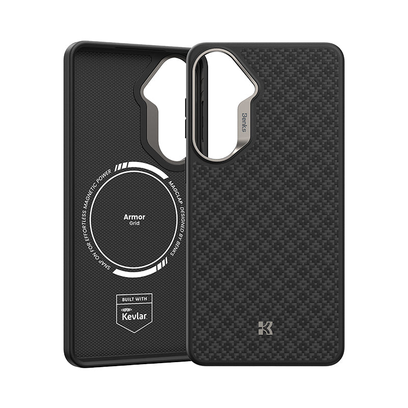 Galaxy S26 Kılıf M-Safe Şarj Özellikli Benks ArmorPro ArmorGrid Serisi Kevlar Kapak Siyah