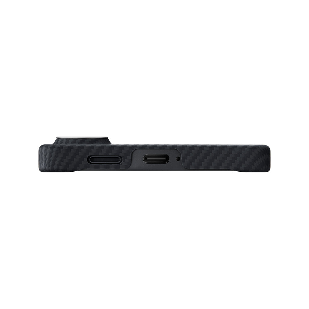 Galaxy S26 Plus Kılıf M-safe Şarj Özellikli 600D Aramid Fiber Pitaka Edge Serisi Black-Grey Twill Kapak Siyah-Gri