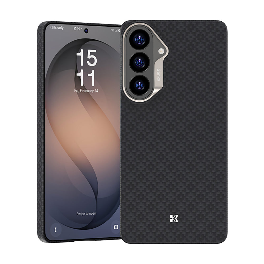 Galaxy S26 Plus Kılıf M-Safe Şarj Özellikli Benks ArmorAir ArmorGrid Serisi Kevlar Kapak Siyah