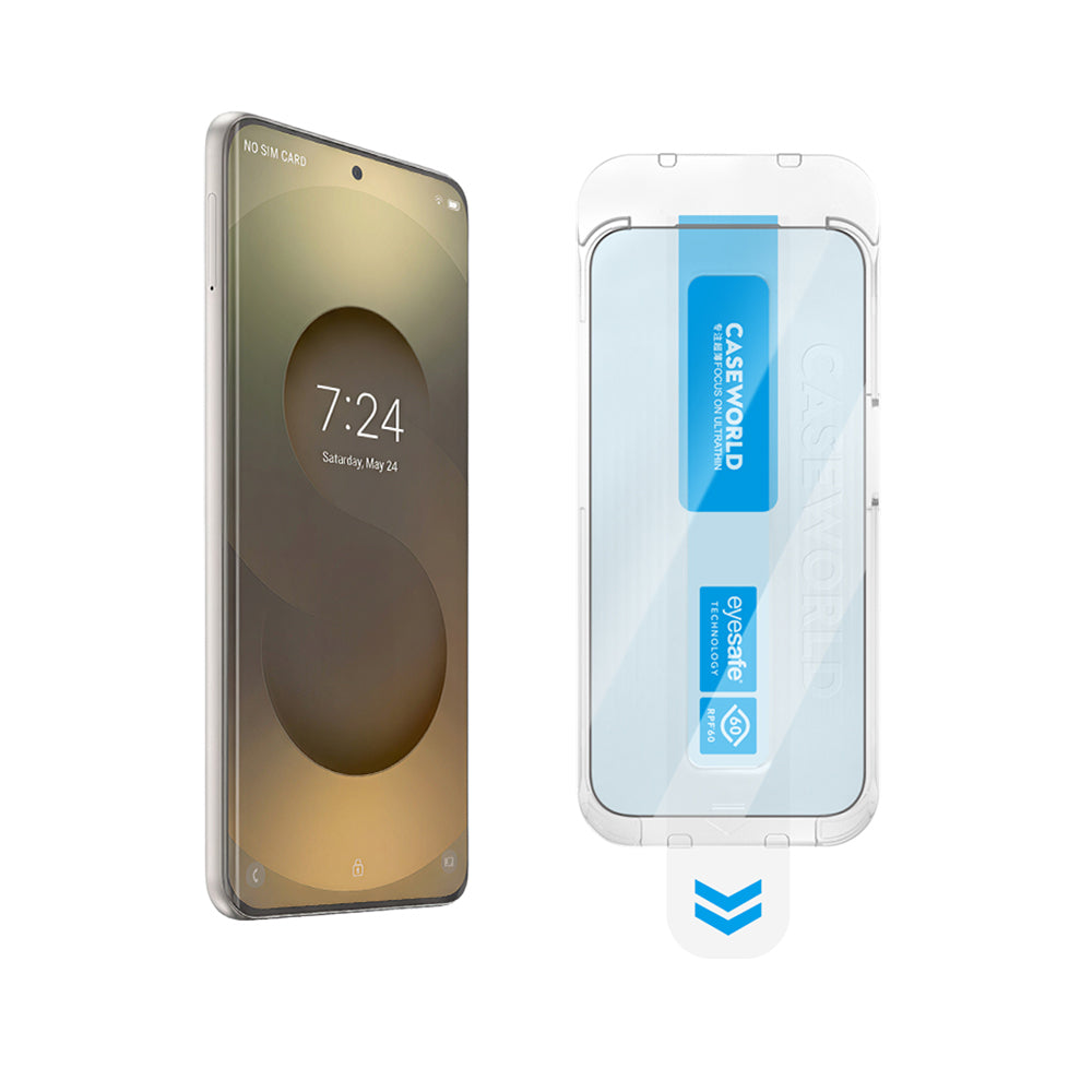 Galaxy S26 Ultra CaseWorld Applicator Serisi 2.5D Eyesafe Mavi Işık Teknolojili 0.25mm Temperli Cam Ekran Koruyucu+ Uygulama Aparatı Şeffaf