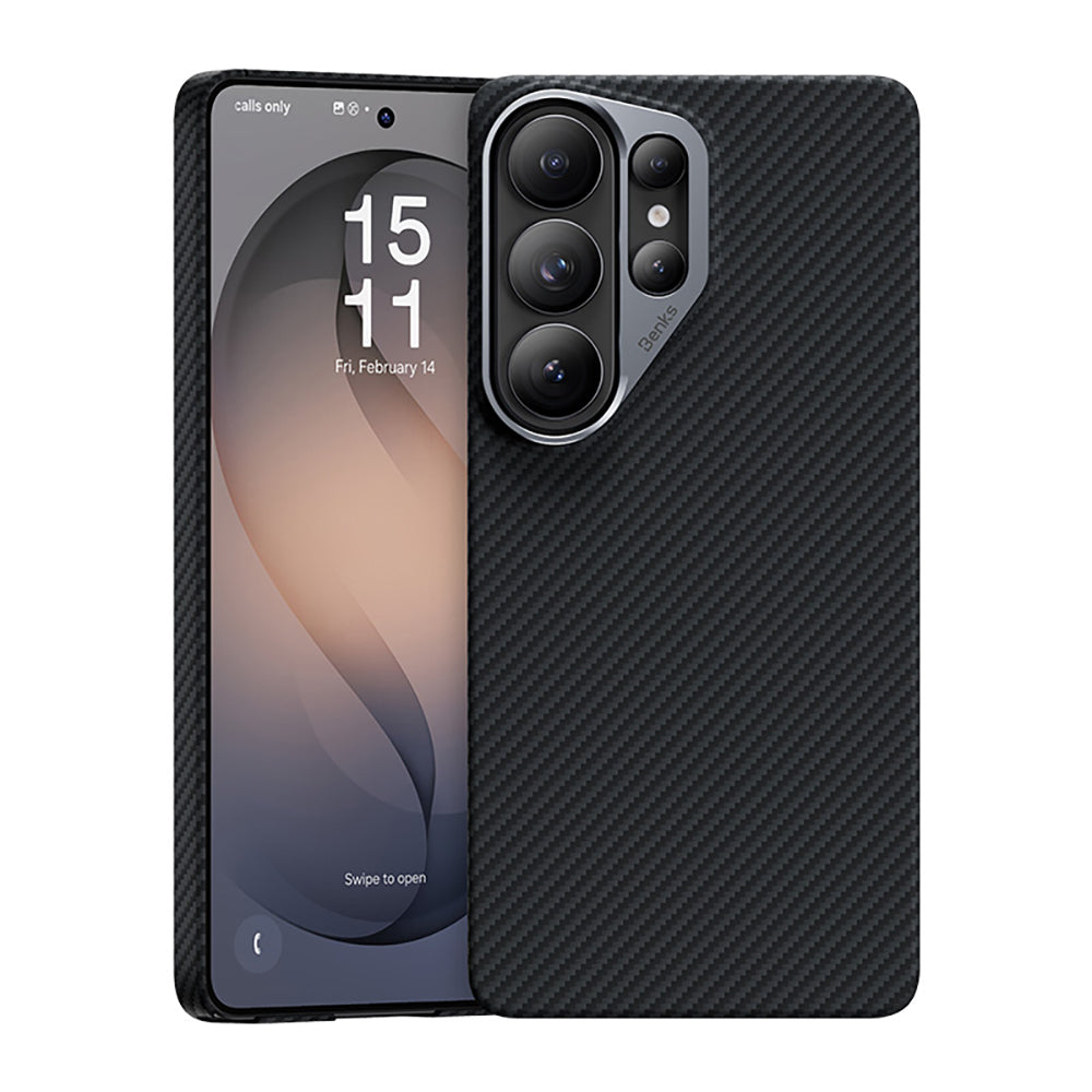 Galaxy S26 Ultra Kılıf Benks M-safe Şarj Özellikli Magnetik ArmorAir 600D Kevlar Fiber Kapak Siyah