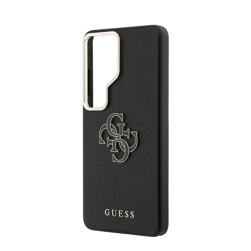 Galaxy S26 Ultra Kılıf Guess Orjinal Lisanslı Grained Yazı ve 4G Büyük Metal Logolu Kapak Siyah