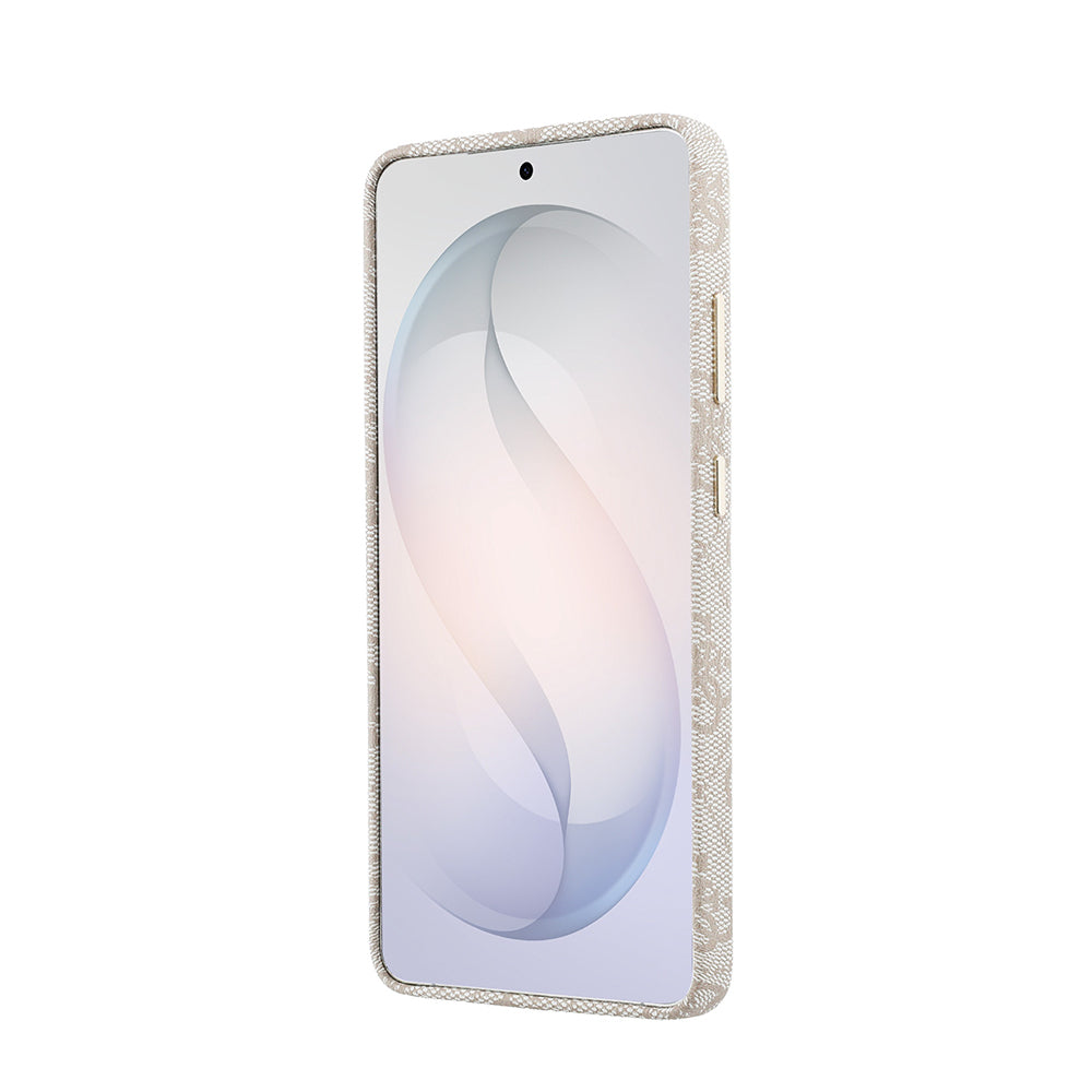 Galaxy S26 Ultra Kılıf Guess Orjinal Lisanslı M-safe Şarj Özellikli Gold Metal Kamera Çerçeveli Taşlı 4G Logolu Kapak Pembe