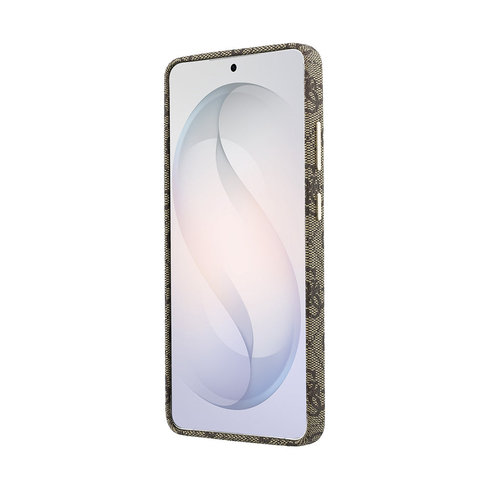 Galaxy S26 Ultra Kılıf Guess Orjinal Lisanslı M-safe Şarj Özellikli Script Yazı Logolu 4G Desenli Kapak Kahverengi
