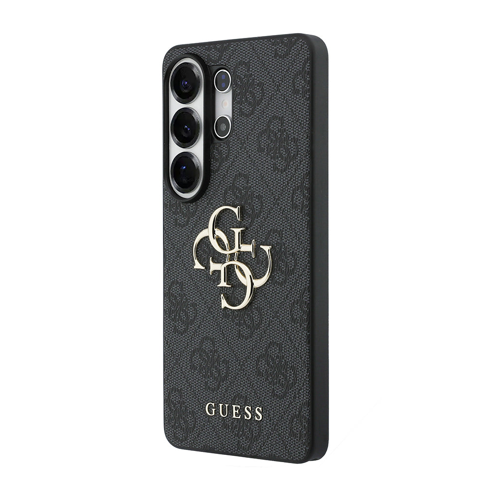 Galaxy S26 Ultra Kılıf Guess Orjinal Lisanslı PU Deri Büyük Metal Logo Dizaynlı Kapak Siyah
