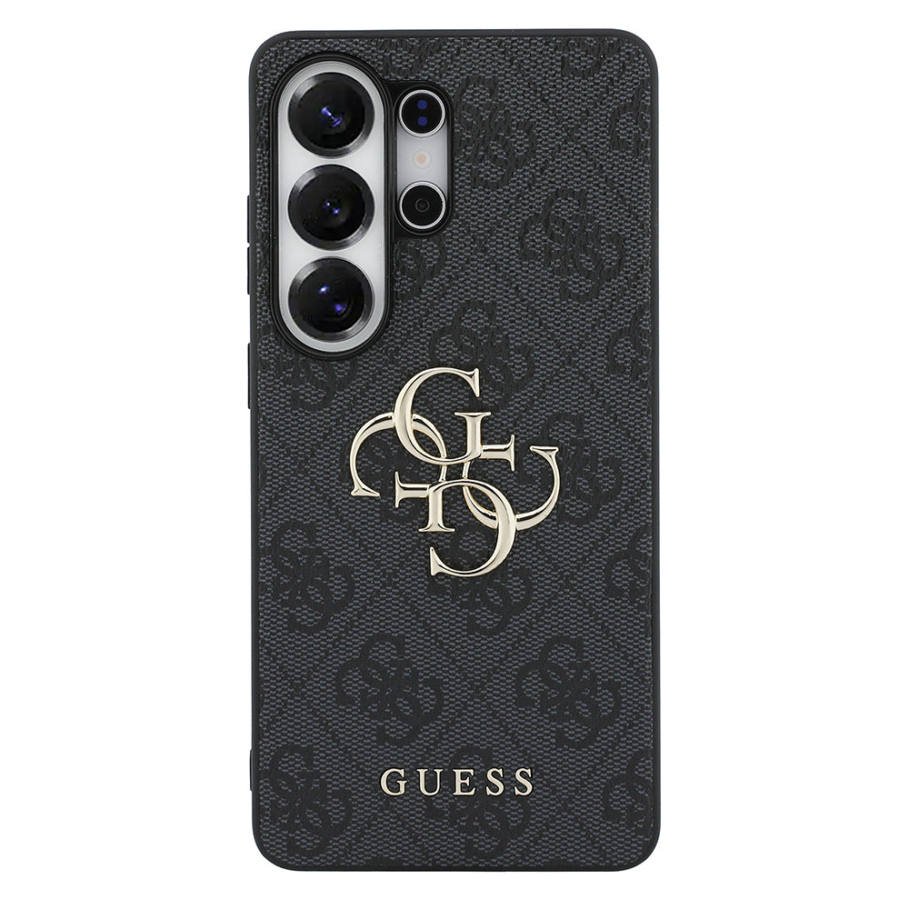 Galaxy S26 Ultra Kılıf Guess Orjinal Lisanslı PU Deri Büyük Metal Logo Dizaynlı Kapak Siyah