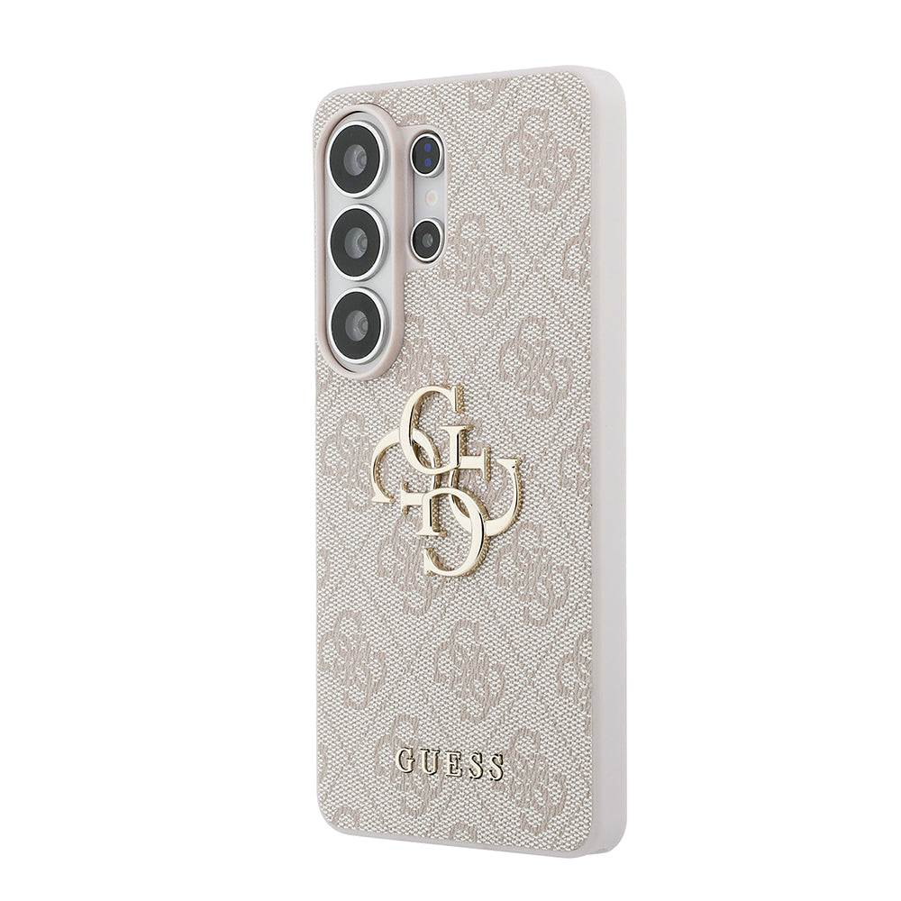 Galaxy S26 Ultra Kılıf Guess Orjinal Lisanslı PU Deri Büyük Metal Logo Dizaynlı Kapak Pembe