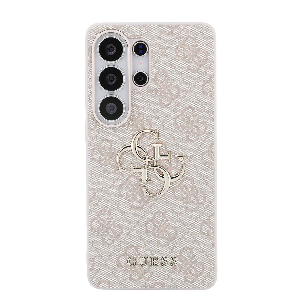 Galaxy S26 Ultra Kılıf Guess Orjinal Lisanslı PU Deri Büyük Metal Logo Dizaynlı Kapak Pembe
