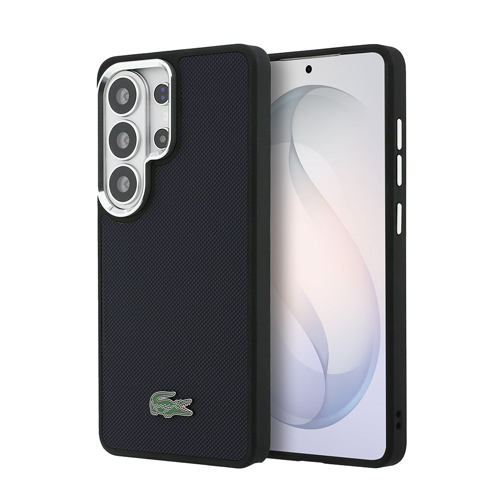 Galaxy S26 Ultra Kılıf Lacoste Orjinal Lisanslı PU Pike Desenli Arka Yüzey İkonik Timsah Metal Logolu Kapak Lacivert