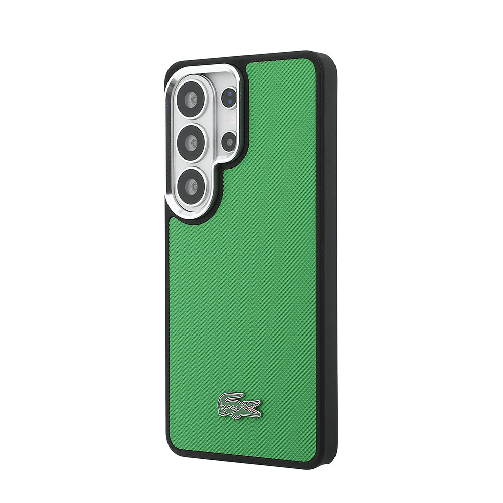 Galaxy S26 Ultra Kılıf Lacoste Orjinal Lisanslı PU Pike Desenli Arka Yüzey İkonik Timsah Metal Logolu Kapak Yeşil