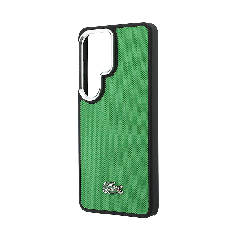 Galaxy S26 Ultra Kılıf Lacoste Orjinal Lisanslı PU Pike Desenli Arka Yüzey İkonik Timsah Metal Logolu Kapak Yeşil
